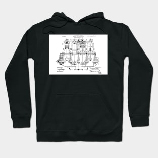 De Dion 1908, Engine ,original patent drawing original white background Hoodie